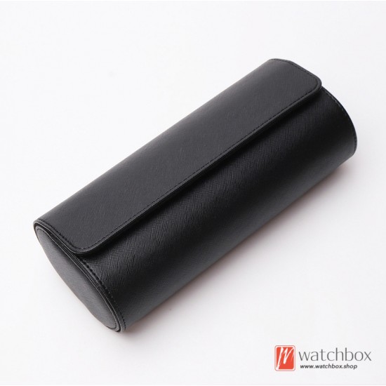 High Quality PU leather Handmade 3 Slots Watch Case Storage Dust-proof Portable Travel Box