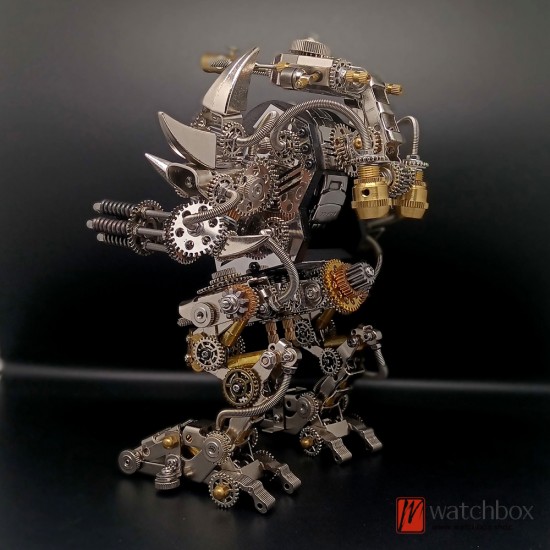 Metal Building Blocks Mechanical Assembling Mecha Robot Taurus Watch Display Stand Holder Decoration Model Christmas Gift Present