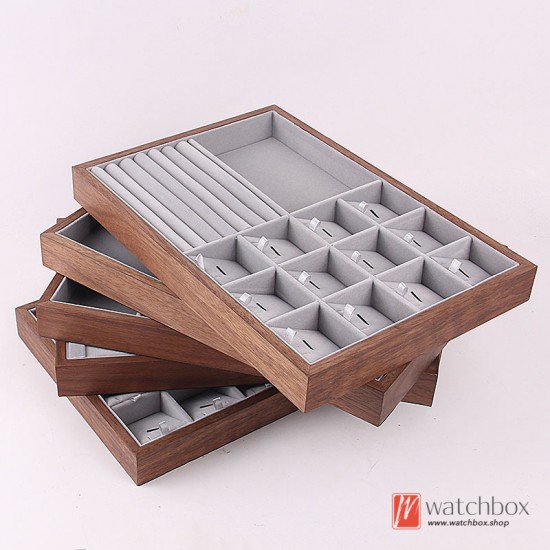 Wood Watch Jewelry Rings Cuff Case Watch Shop Display Tray Box
