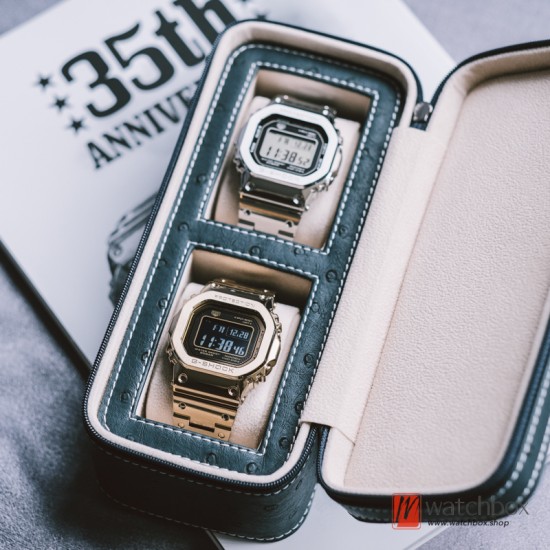 High-grade PU Ostrich Leather Pattern Portable Travel Watch Case Storage Organizer Zipper Box