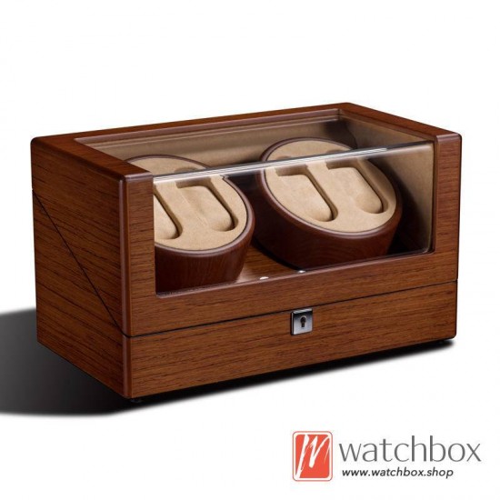 Top Quality Wood Auto Rotate Mechanical Watch Winder Case Storage Display Box 4+0