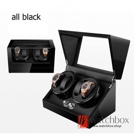 Top quality Premium Automatic Rotate Mechanical Watch Winder Wood Glass Display Watch Box 4+0