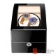 Top quality Premium Automatic Rotate Wood Mechanical Watch Winder Arc Glass Watch LED Display Box With Lock 2+3