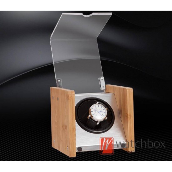 Top quality Bamboo wood Automatic Rotate Mechanical Mini Watch Case Winder Display Box 1+0