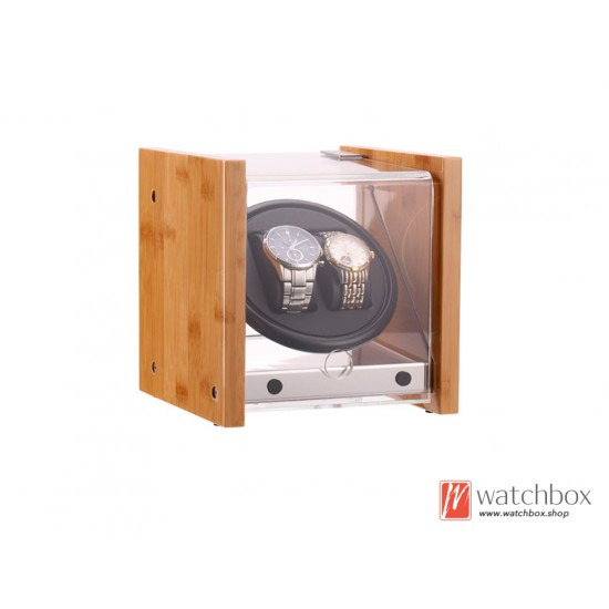 Top quality Automatic Rotate Bamboo Wood Shake Box Mechanical Watch Winder Case Storage Display Box
