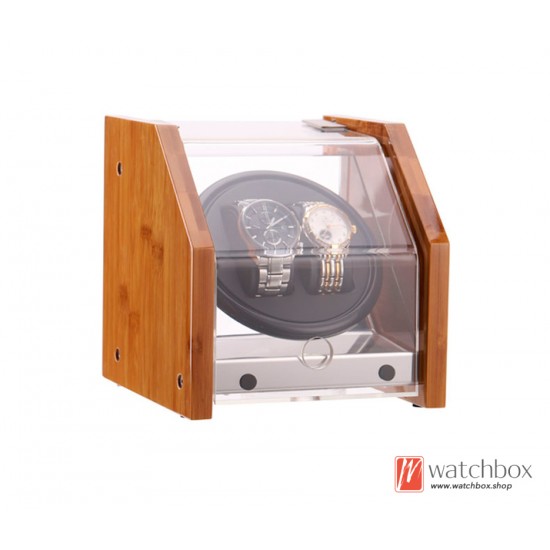 Top quality Automatic Rotate Bamboo Wood Shake Box Mechanical Watch Winder Case Storage Display Box