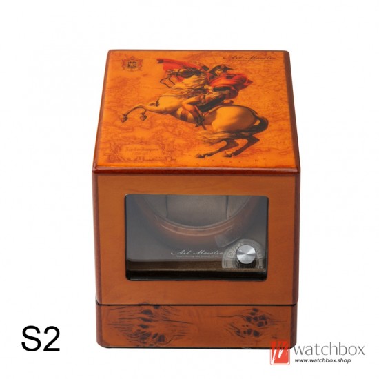 Vintage Painting Solid Wood Watch Winder Shake Watch Storage Display Box Home Decoration 1+0