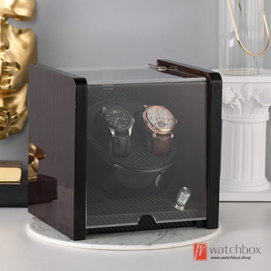 Wood LED Light Automatic Rotate Mechanical Watch Antimagnetic Storage Winder Shake Display Box 2+0